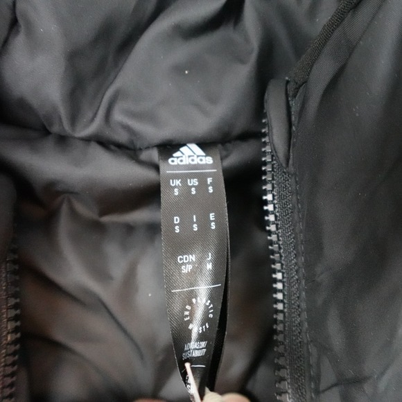 Adidas Essentials Insulated Hooded Jacket Mens Small Black 3 Stripe GH4601 - Picture 7 of 12